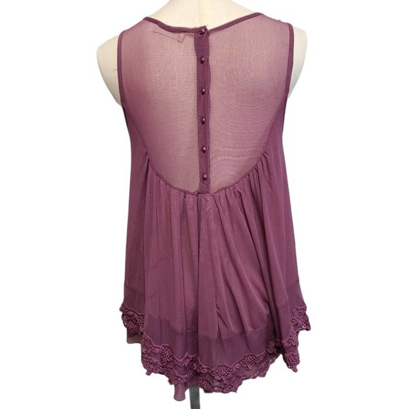 Altar'd State Purple Lace Baby Doll Long Top M - Picture 3 of 6